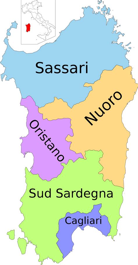 Filemap Of Region Of Sardinia Italy With Provinces It As Of 2016