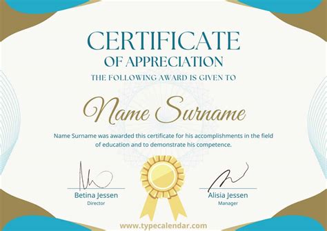 Free Printable Certificate Of Appreciation Template Pdf Word