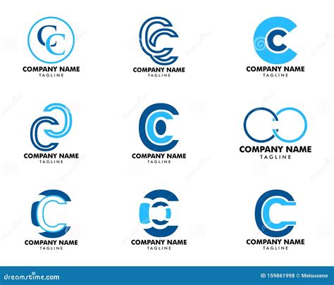 Set Of Initial Letter Cc Logo Template Design Stock Vector