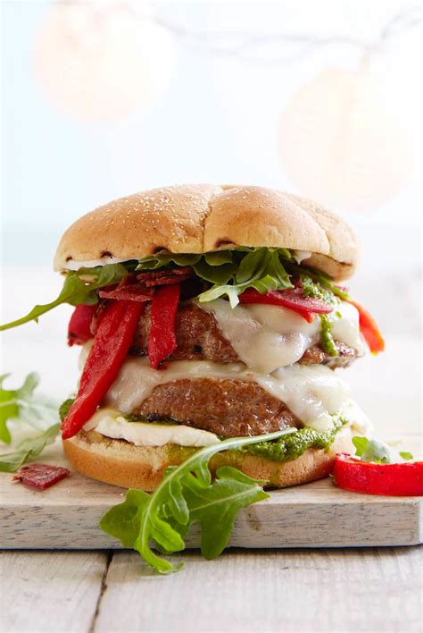 Double Decker Italian Turkey Burger Vertical Food Easy Lunch Recipes