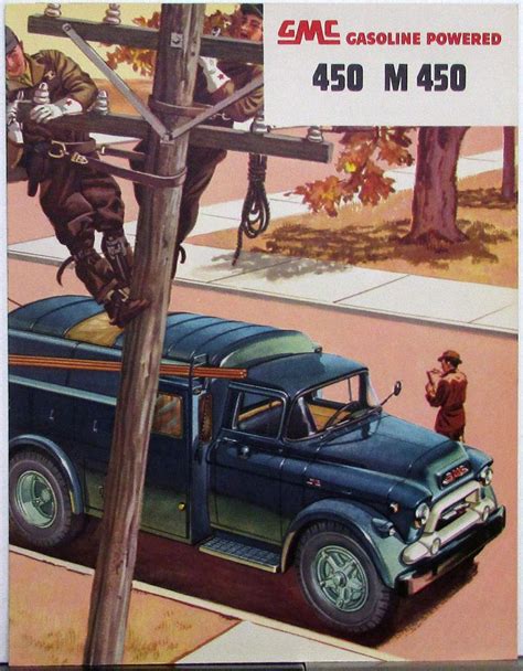 1955 Gmc 450 And M 450 Trucks Gasoline Powered Sales Brochure Folder Original