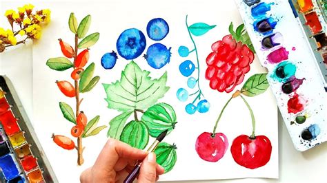 How To Paint Watercolor Berries Botanical Illustration Fruit Speed