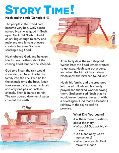 Noah S Ark Printable Story For Kids Tedy Printable Activities