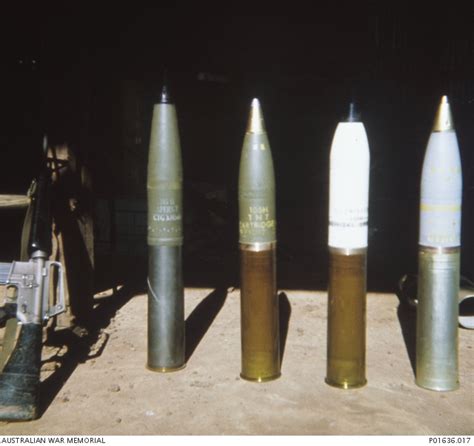 Various 105mm Shells Used During The Vietnam War From Left Anti