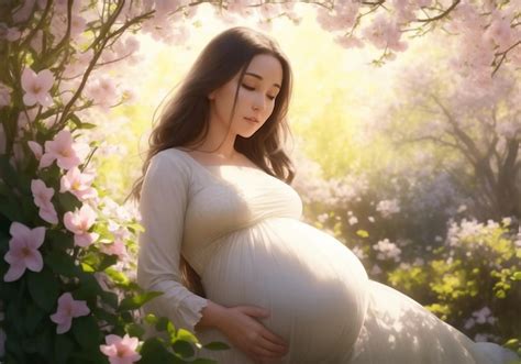 premium ai image ai generated beautiful pregnant woman surrounded by a garden