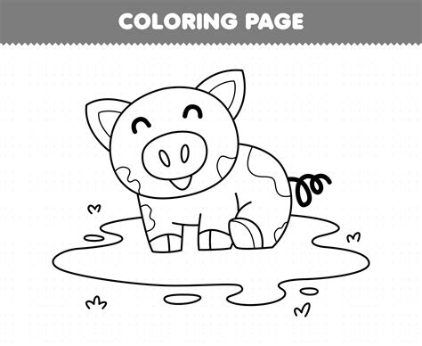 Education Game For Children Coloring Page Of Cute Cartoon Pig Playing
