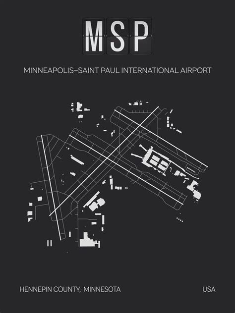 Msp Minneapolissaint Paul International Airport Map Print Etsy