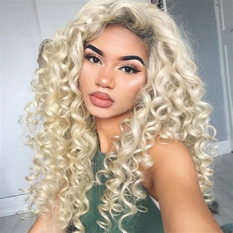 Platinum Blonde Virgin Human Hair Wig Long Hair Styles Curly Hair