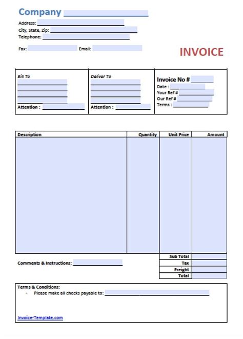 Free Editable Invoice Templates Printable Invoice Invoice Template