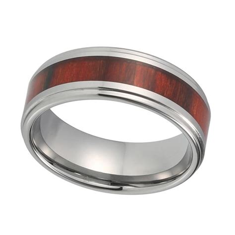 An unadorned sterling silver wedding band can be purchased in the $20 range. Men's Redwood Tungsten Wedding Band - Unique Silver Inlay ...