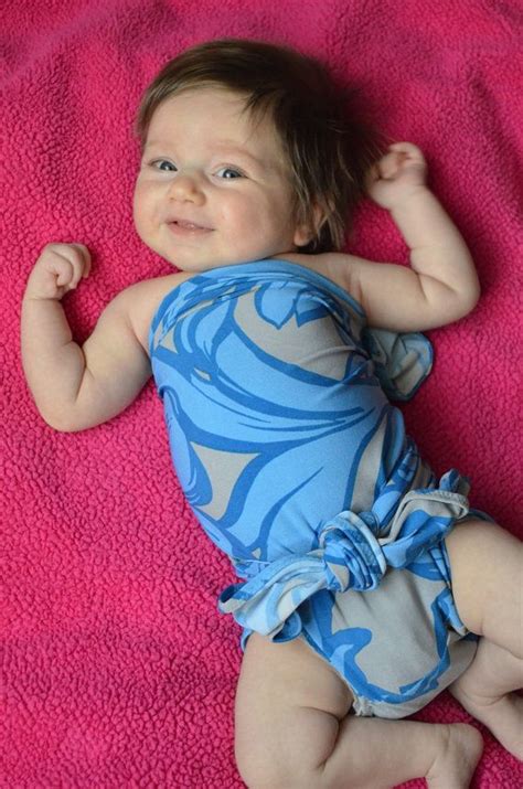 Baby Bathing Suit Blue Floral Swimsuit Wrap Around Swimsuit Etsy