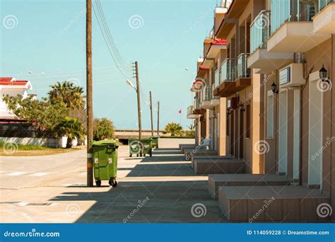 Sunny Street With Small Modern Houses Stock Photo Image Of Building