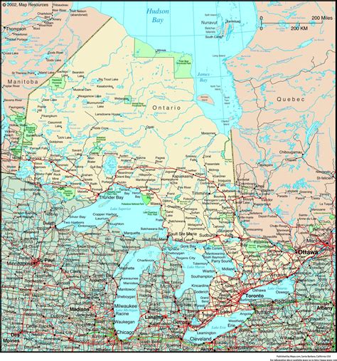 Ontario Canada Map With Cities Map