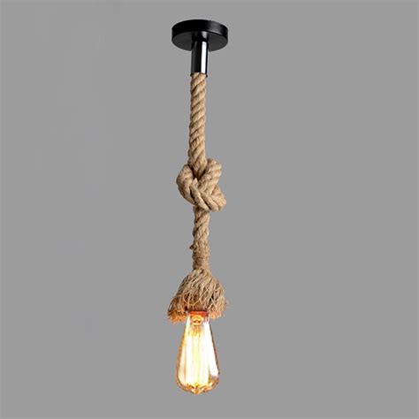 Lixada 50cm Ac220v E27 Single Head Vintage Rope Hanging Pendant Ceiling