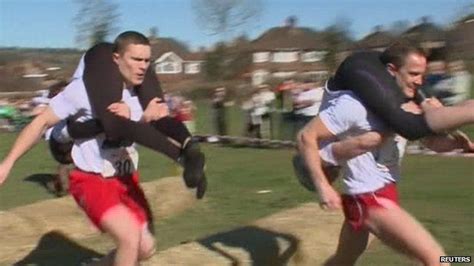 Wife Carrying Race Gives Breakfast Presenter Giggles Bbc News