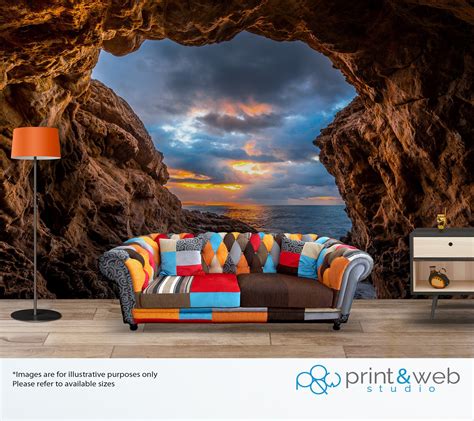 Ocean Cave Wall Mural Quality Pasteable Wallpaper Etsy Uk