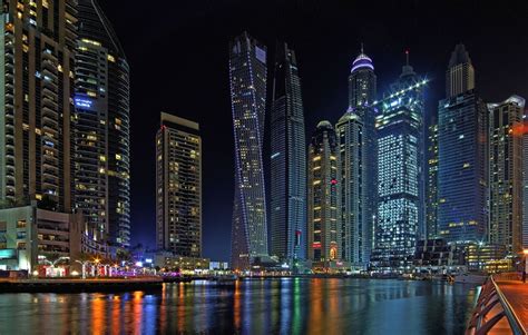 Dubai Buildings Night Lights Wallpapers Wallpaper Cave
