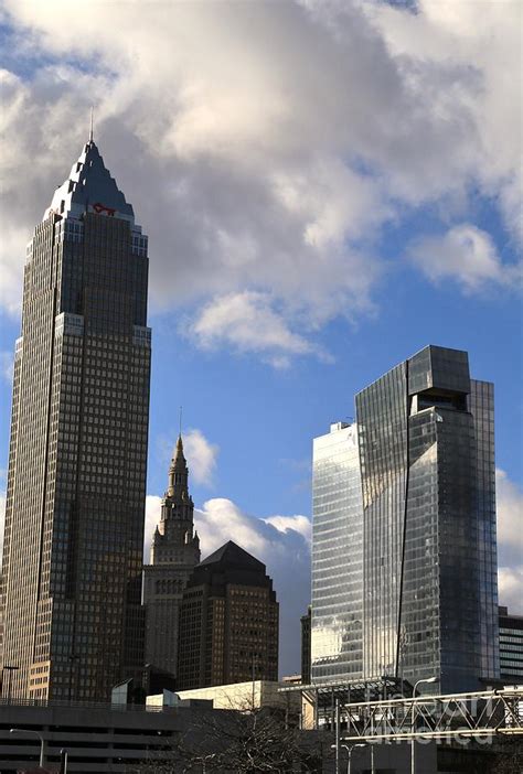 Cleveland City Skyline And Old Lamp Post Photograph By Douglas Sacha