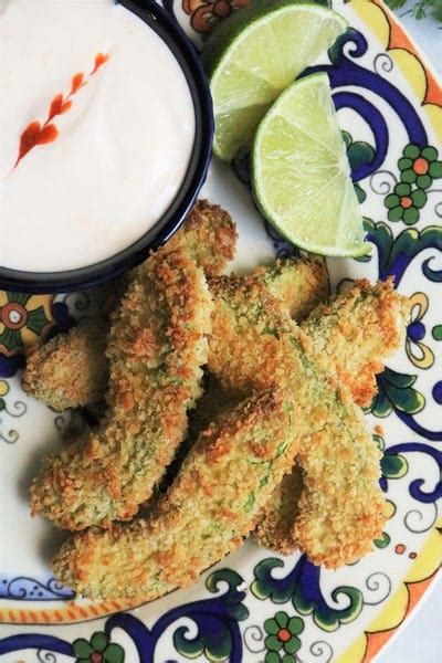 Oven Fried Avocado Fries With Lime Sriracha Mayo