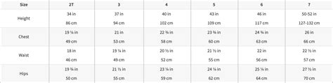 Size Charts American Girl