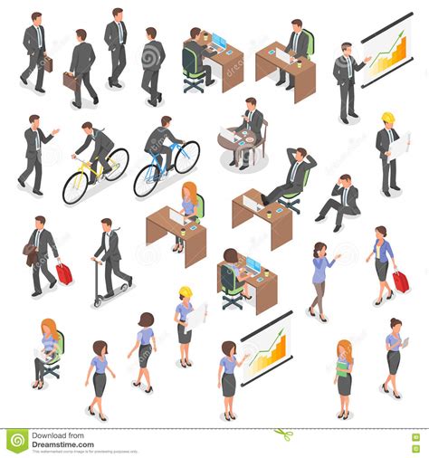 Isometric Vector Set Of Business People Stock Vector Illustration Of