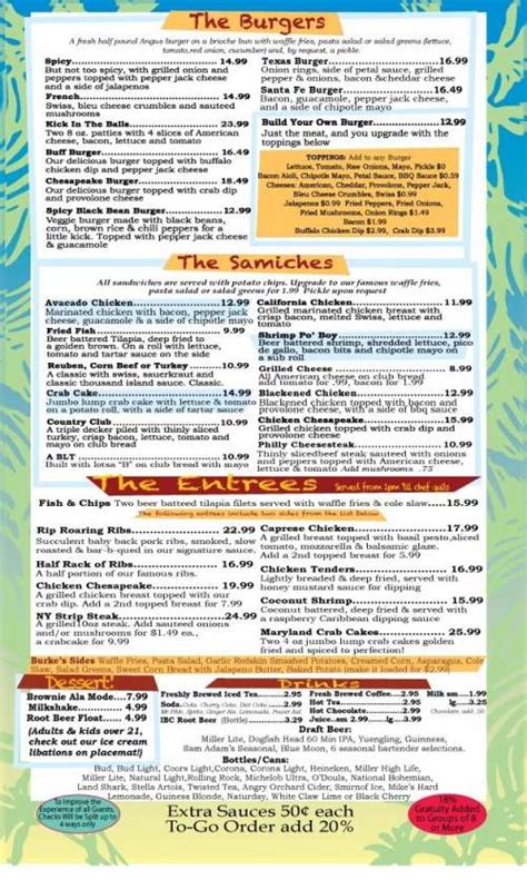 Brass Balls Saloon Menu In Ocean City Maryland Usa