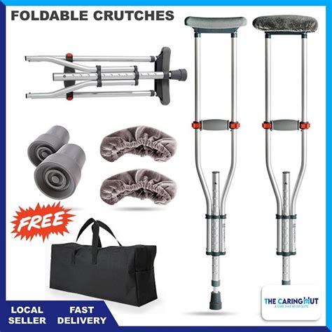 Foldable Lightweight Underarm Crutches With Height Adjustment Health