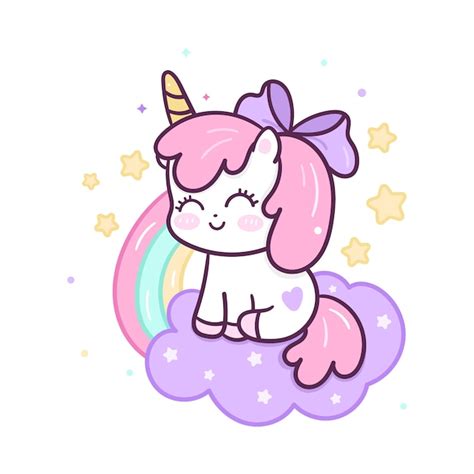 Dibujos Kawaii De Unicornio En Blanco Y Negro Imagen Para Colorear