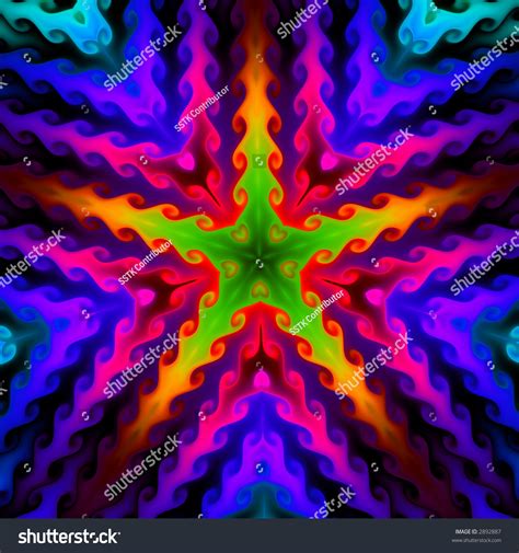 Colorful Star Background Generated From A Fractal Pattern Stock Photo