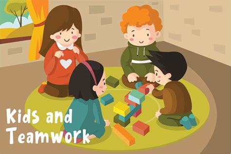 Kids Teamwork Vector Illustration