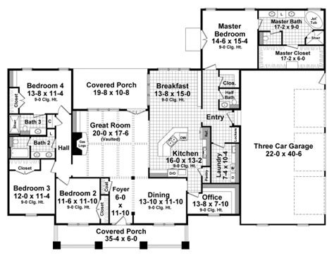 Southern House Plan 4 Bedrooms 3 Bath 2800 Sq Ft Plan 2 314