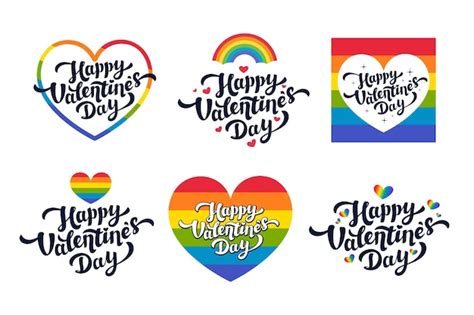 premium vector lgbt valentine s day greeting cards set of love day cards or stickers for the