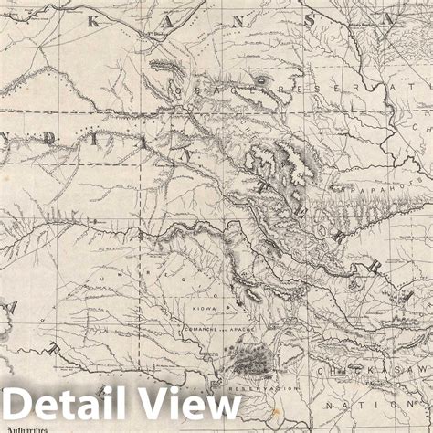 Historic Map Indian Territory With Parts Of Neighboring States And T