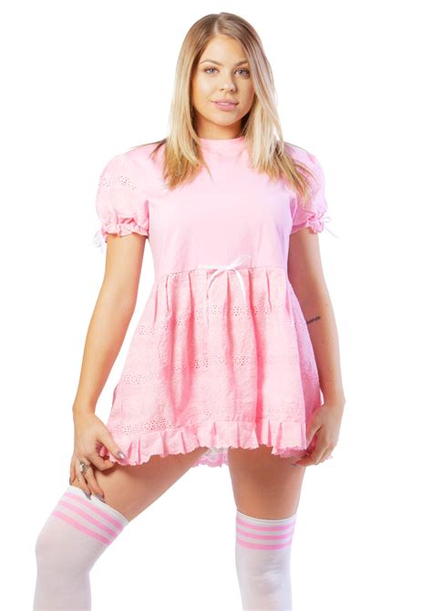 Abdl Supply Pink Baby Doll Dress Peek A Boo Diaper Dress Buy Online