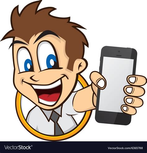 Cartoon Guy Holding Phone Royalty Free Vector Image