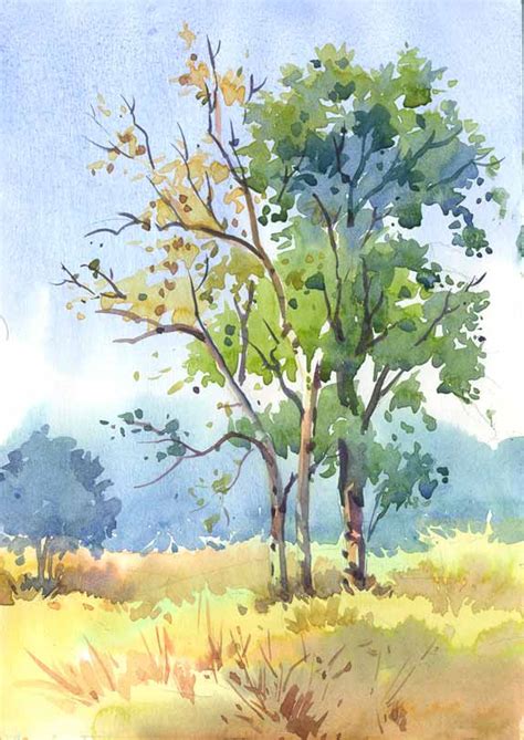 Tree Watercolor Painting Watercolor Landscape Paintings Landscape