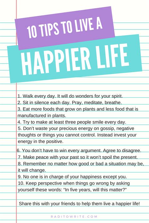 10 Tips To Live A Happier Life Radi To Write