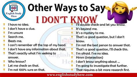 Other Ways To Say I Don T Know English Study Here
