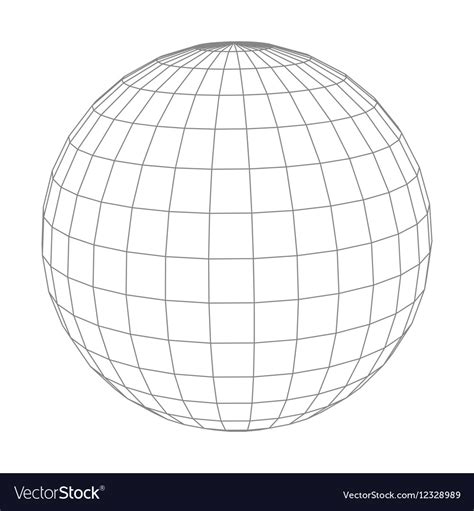 Abstract Wireframe Sphere Globe On White Isolated Vector Image