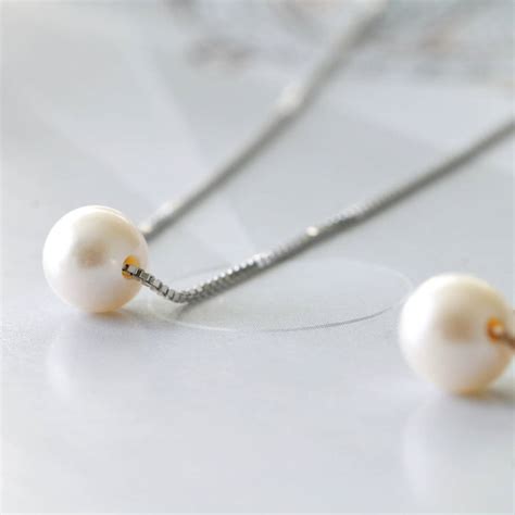 Sterling Silver Floating Pearl Necklace By Attic
