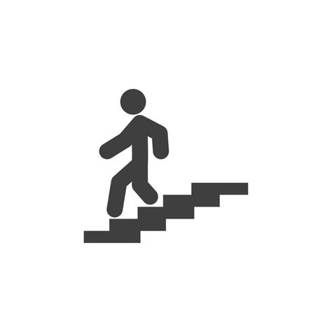 Vector Sign Of The Man On Stairs Going Down Symbol Is Isolated On A