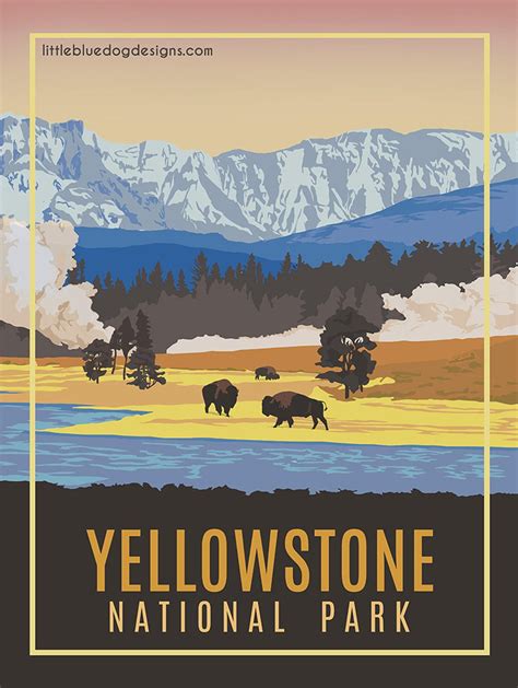 yellowstone national park vintage travel poster etsy national parks trip vintage national