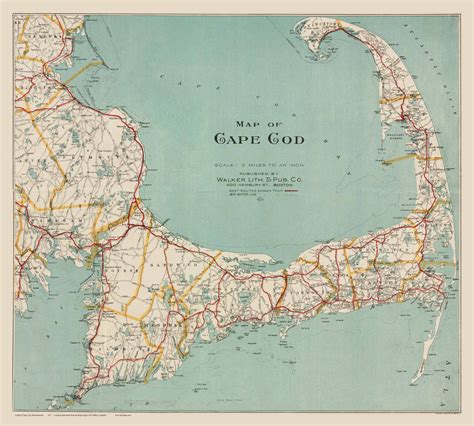 Cape Cod Only 1917 Walker Old Map Reprint Old Maps