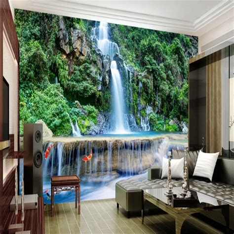 Beibehang Large Custom Wallpaper Mountain Waterfall Waterfalls 3d Mural