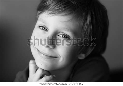 Close Portrait Handsome Smiling Little Boy Stock Photo 219918457