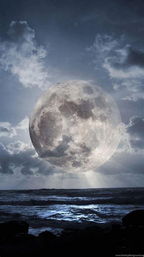Super Moon Over Sea Smartphone Wallpapers Hd ⋆ Getphotos Desktop Background