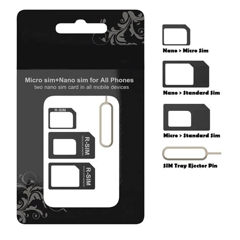 4 In 1 Nano Micro Sim Card Adapter Kit With Steel Tray Eject Pin
