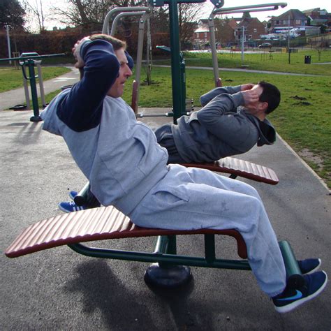 Outdoor Gym Double Sit Up Bench