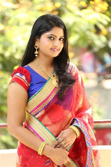 Telugu TV Artist Mounica Latest Photos in Red Saree ...