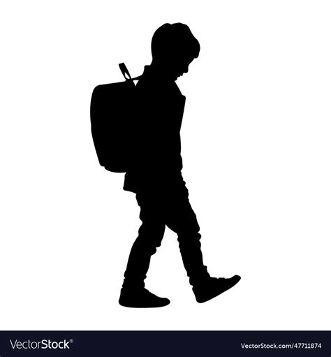 Silhouette Of A Boy Going To School Royalty Free Vector